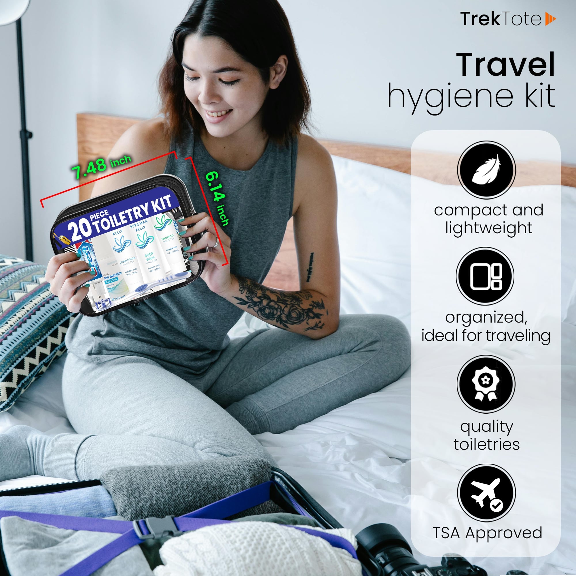 20 Piece Set Travel Toiletry Kit For Men And Women – Features Crest, Medline, Bergman And Kelly, Freshscent And More (Bulk Case)