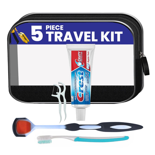 5 Piece Travel Size Oral Kit  Toothbrush and Toothpaste Set