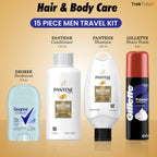 15 Piece Set Travel Toiletry Kit For Men – Features Pantene, Gillette, Degree And More