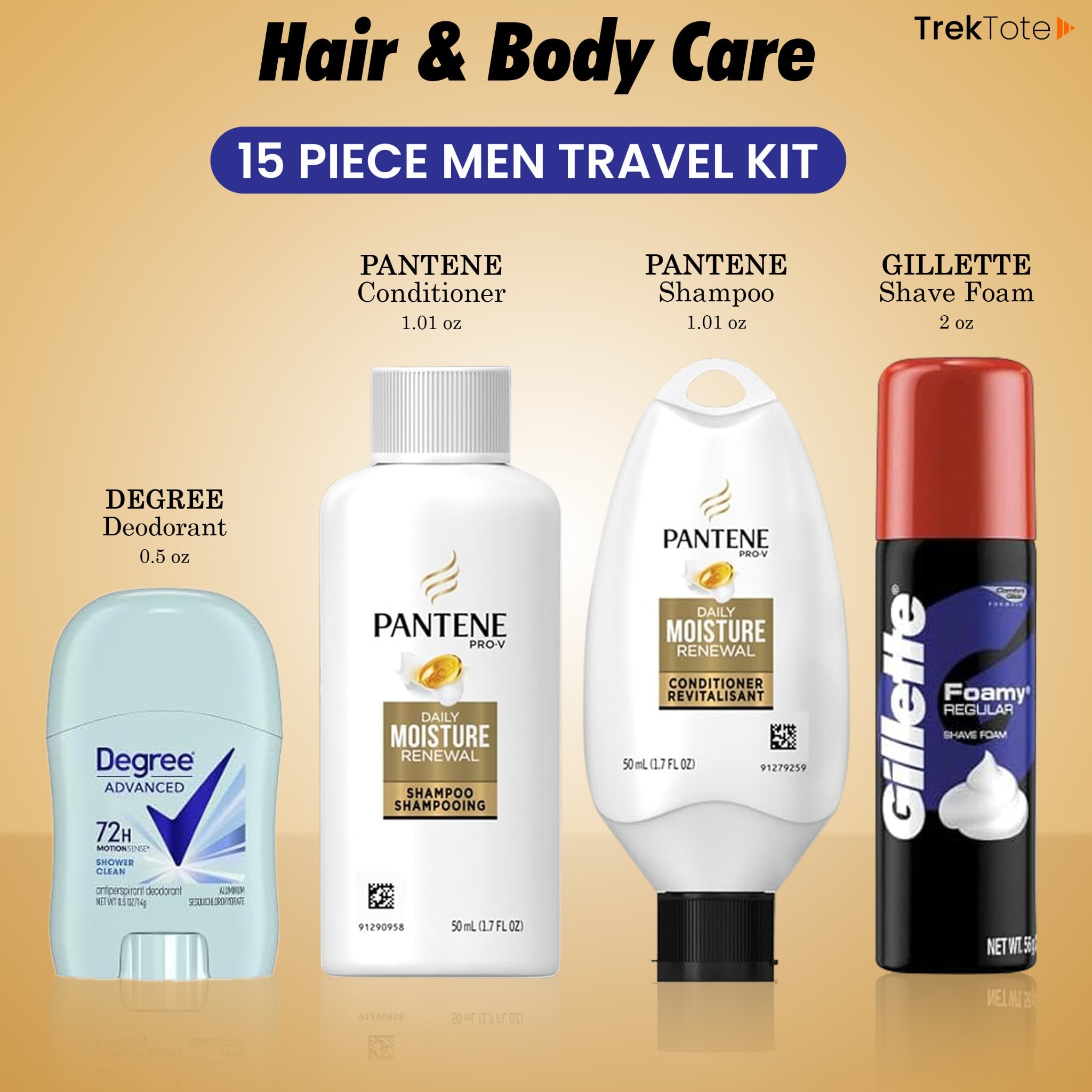 15 Piece Set Travel Toiletry Kit For Men – Features Pantene, Gillette, Degree And More