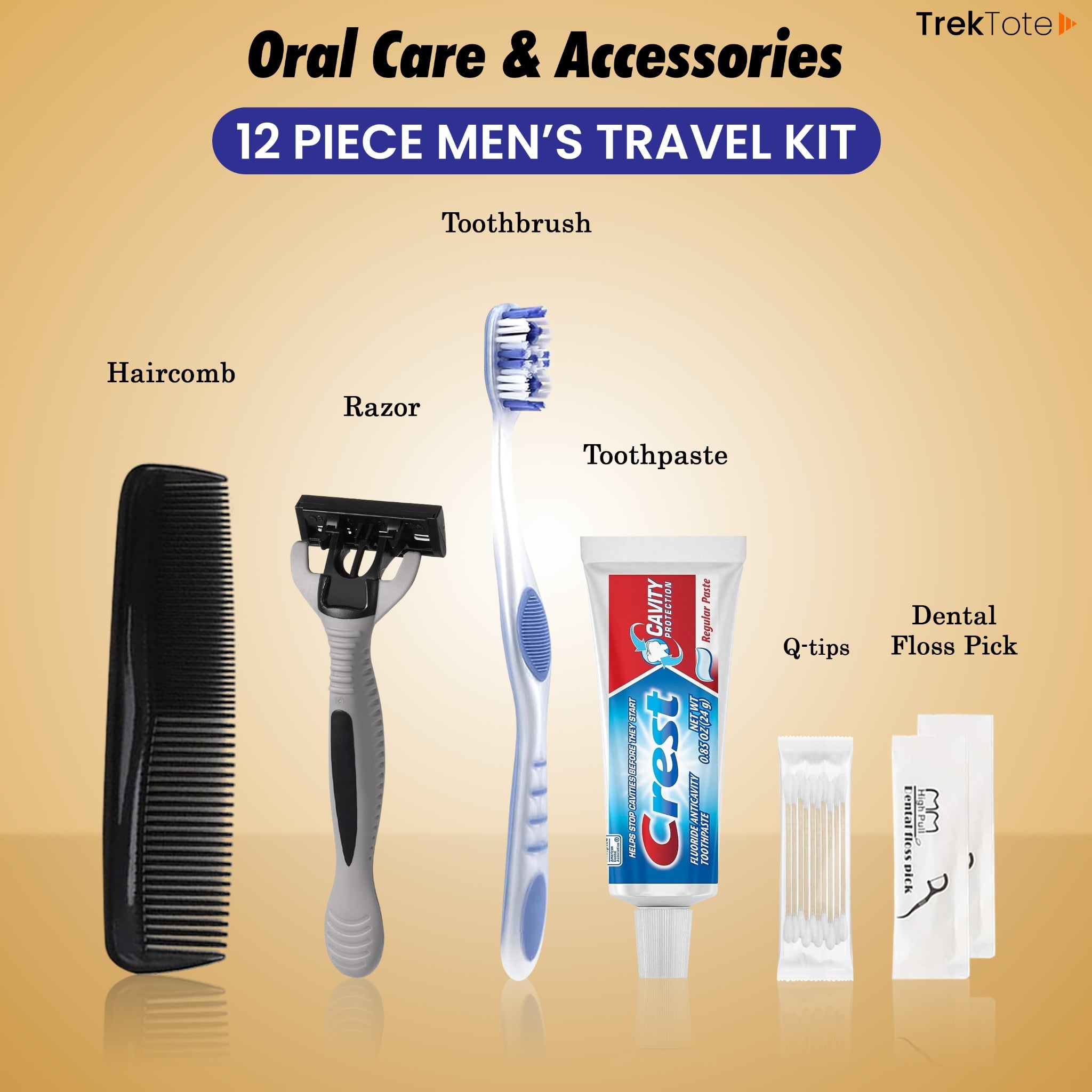 12 Piece Set Travel Toiletry Kit For Men – Features Crest, Degree