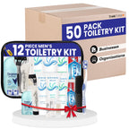 12 Piece Set Travel Toiletry Kit For Men – Features Crest, Degree, Bergman And Kelly And More (Bulk Case)
