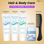 12 Piece Set Travel Toiletry Kit For Women – Features Crest, Secret, Bergman And Kelly And More (Bulk Case)