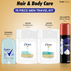 15 Piece Set Travel Toiletry Kit For Men – Features Dove, Gillette, Degree And More